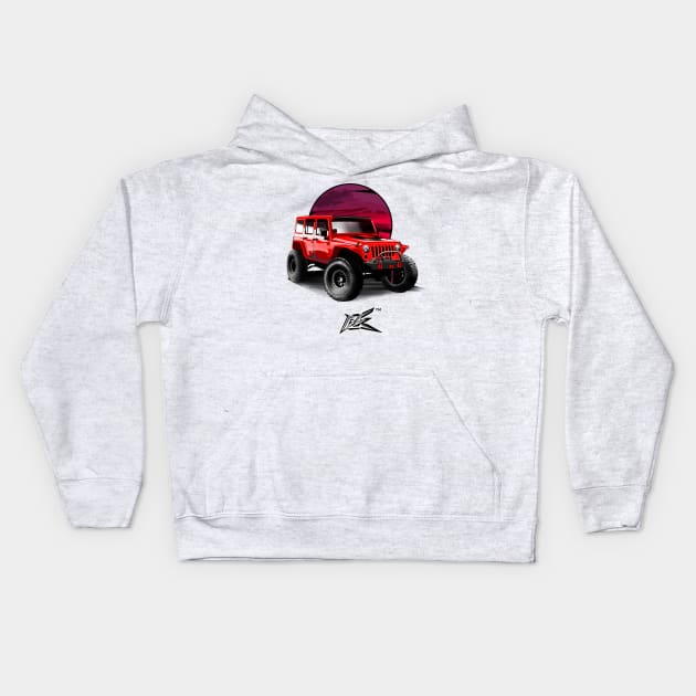 jeep wrangler rubicon red Kids Hoodie by naquash